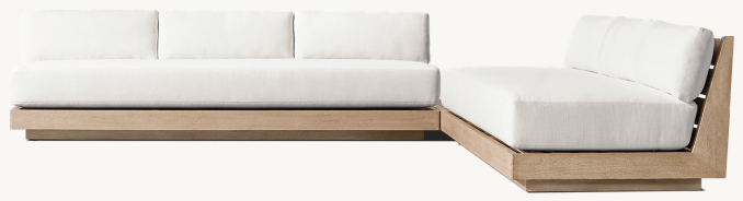 Maya Teak Modular L-Sectional with Square Side Table