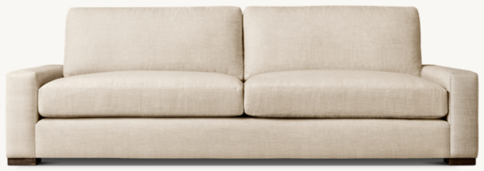 Shown in Sand Belgian Linen. Cushion configuration varies by frame size.