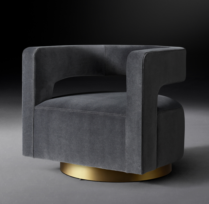 Drew Curved Swivel Chair Metal Base