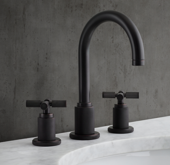 Lambeth Knurled Cross-Handle 8\" Widespread Gooseneck Faucet