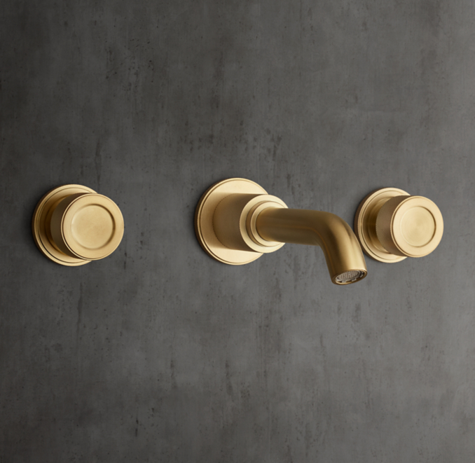 Three Quarter view of Lambeth Knurled Knob-Handle Wall-Mount Faucet