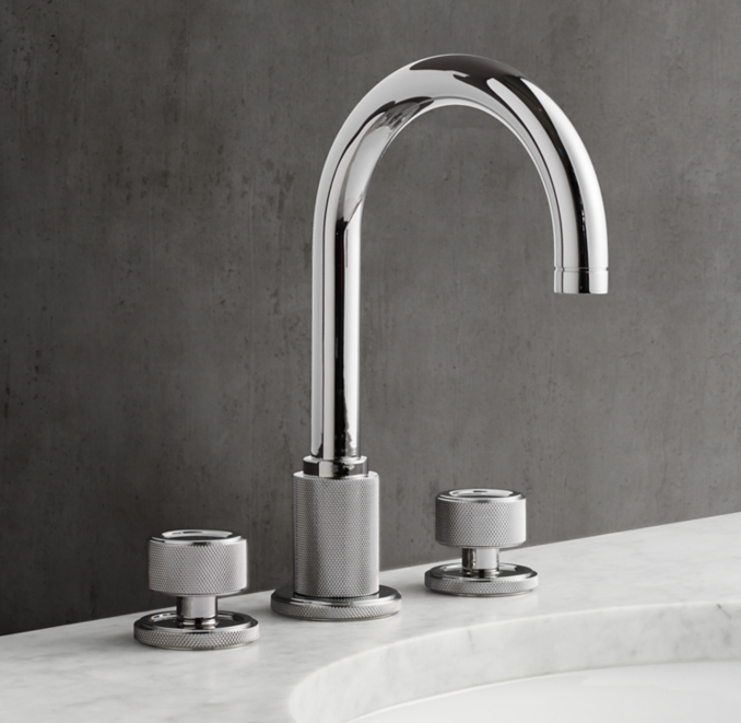 Lambeth Knurled KnobHandle 8" Widespread Gooseneck Faucet