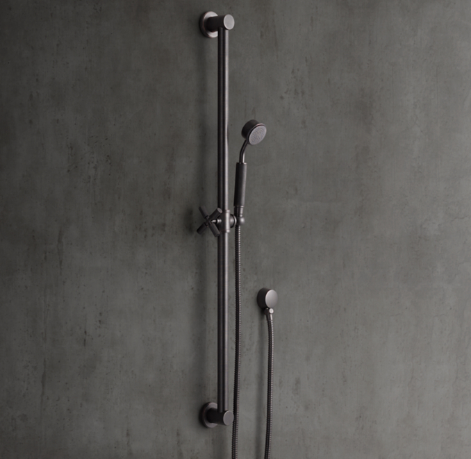 Three Quarter view of Lambeth Knurled Wall-Mount Handheld Shower 