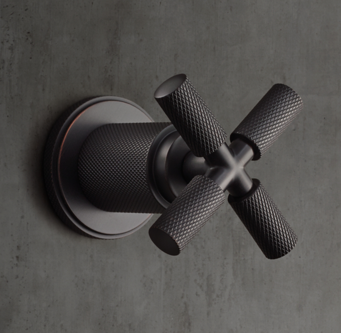 Lambeth Knurled Cross-Handle Flow Control Valve & Trim Set For Thermostatic Systems