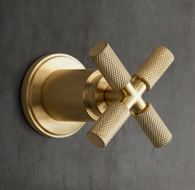 Lambeth Knurled Cross-Handle Flow Control Valve & Trim Set For Thermostatic Systems