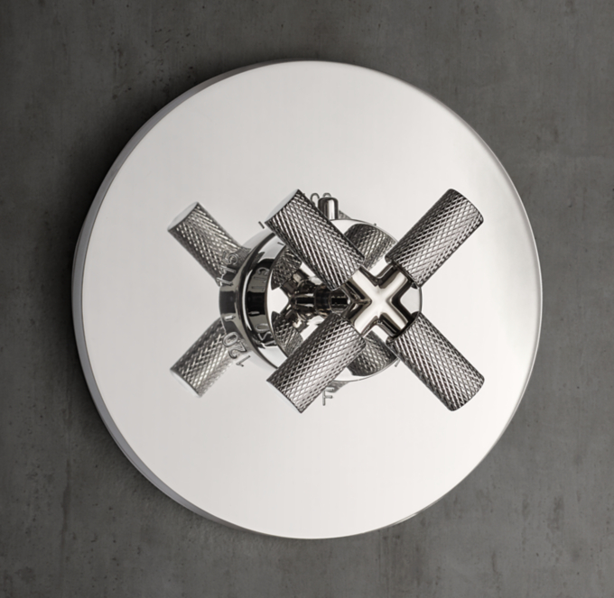 Lambeth Knurled Cross-Handle Thermostatic Shower Valve & Trim Set