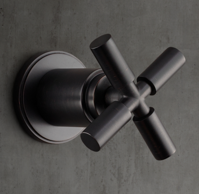 Lambeth Smooth Cross-Handle Flow Control Valve & Trim Set For Thermostatic Systems