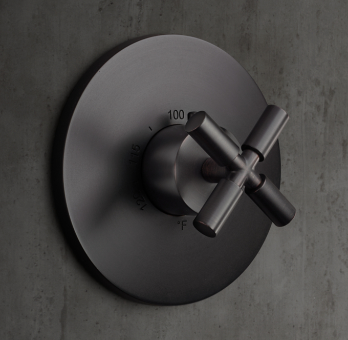 Lambeth Smooth Cross-Handle Thermostatic Shower Valve & Trim Set