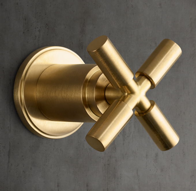 Lambeth Smooth Cross-Handle Flow Control Valve & Trim Set For Thermostatic Systems