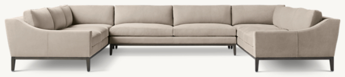 Front view of Italia Leather Slope Arm Customizable Sectional - Oak Base 