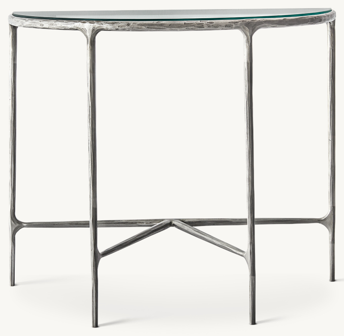 Thaddeus Glass Demilune Console Table