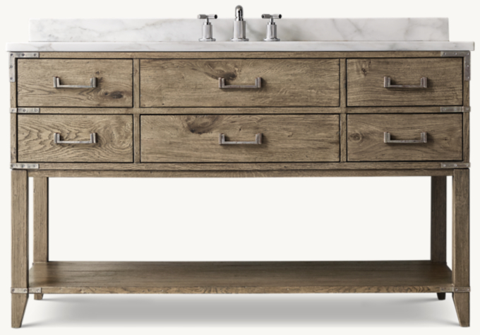 Cayden Campaign Single Extra-Wide Washstand With Corner Brackets