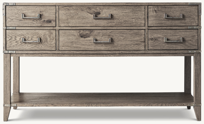 CAYDEN CAMPAIGN SINGLE EXTRA-WIDE WASHSTAND BASE WITH CORNER BRACKETS