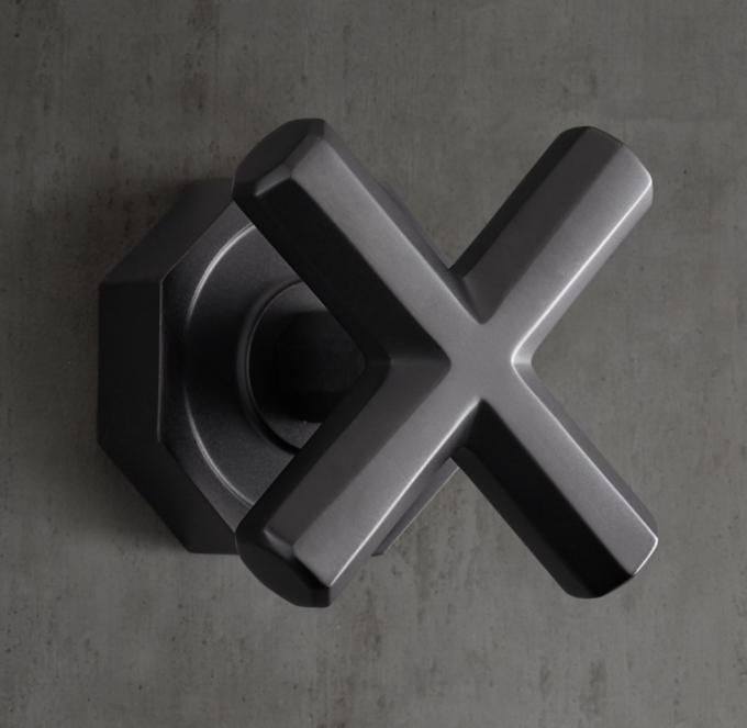 Lambeth Faceted Cross-Handle Flow Control Valve & Trim Set For Thermostatic Systems