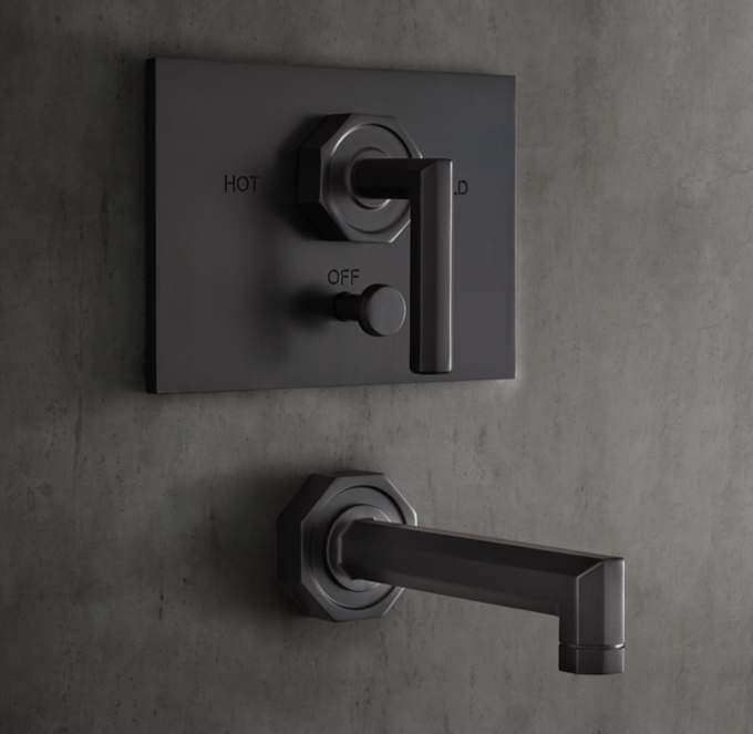 Lambeth Faceted Lever-Handle Balanced-Pressure Tub & Shower Valve & Trim Set with Bath Spout