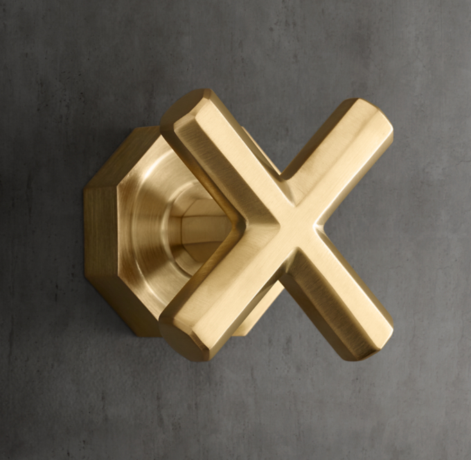 Lambeth Faceted Cross-Handle Flow Control Valve & Trim Set For Thermostatic Systems