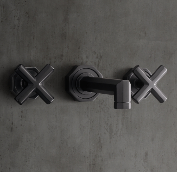 Lambeth Faceted Cross Handle Wall Mount Tub Fill