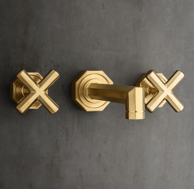 Lambeth Faceted Cross Handle Wall Mount Tub Fill