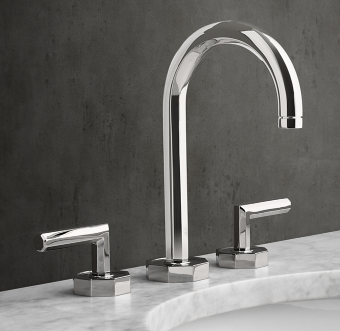 Lambeth Faceted Lever-Handle 8&#34; Widespread Gooseneck Faucet
