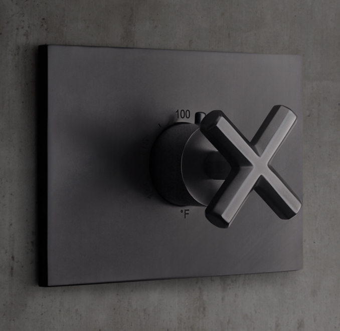 RH Lambeth Faceted Cross-Handle Thermostatic Shower Valve & Trim Set | RH