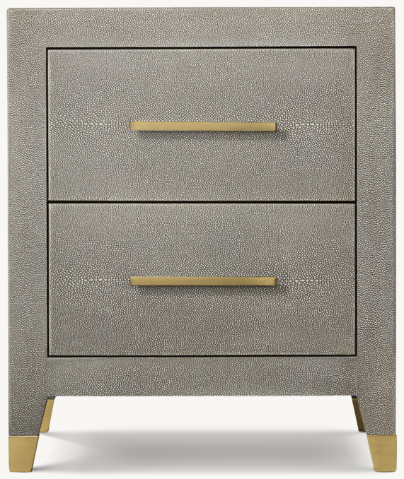 Front view of Graydon Shagreen Closed Nightstand 