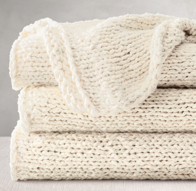Front view of Hand-Knit Soft Cotton Throw 