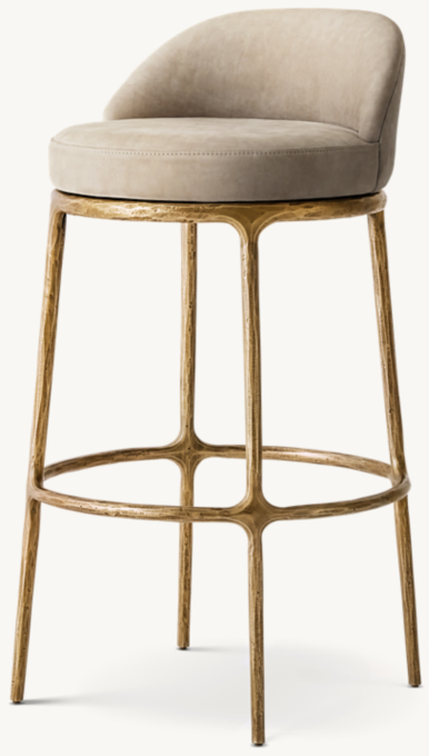 Thaddeus Leather Swivel Bar &amp; Counter Stool