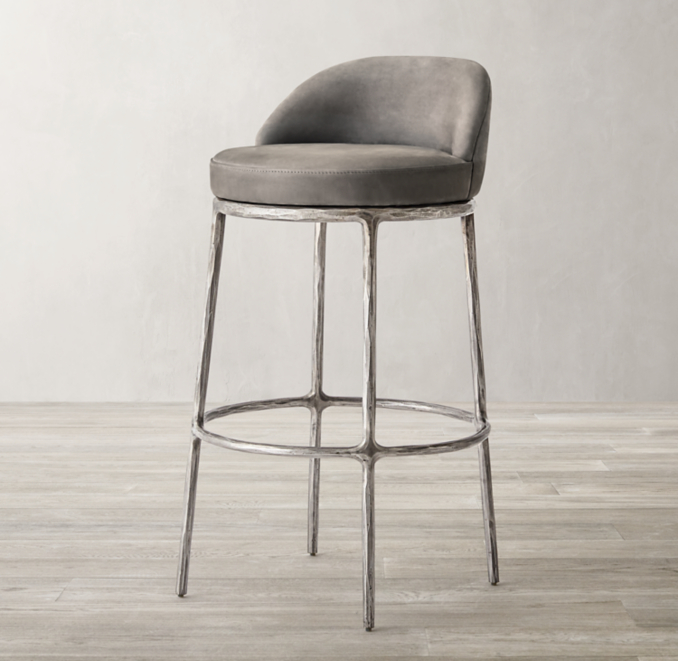 Thaddeus Leather Swivel Bar and Counter Stool