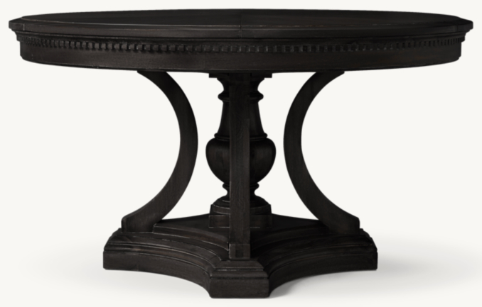 Vue de Face - St. James - Table à Manger Extensible Ronde - Noir Vieilli
