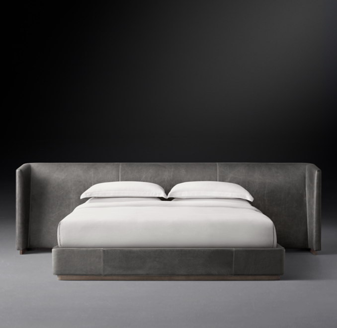 Alessa Leather Extended Shelter Platform Bed