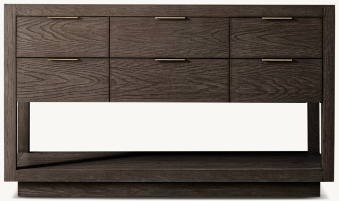 Front view of Larsen Oak Single Extra-Wide Washstand Base 