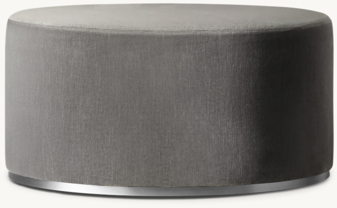 36&#34; ottoman shown in Graphite Vintage Velvet with Polished Stainless Steel finish.