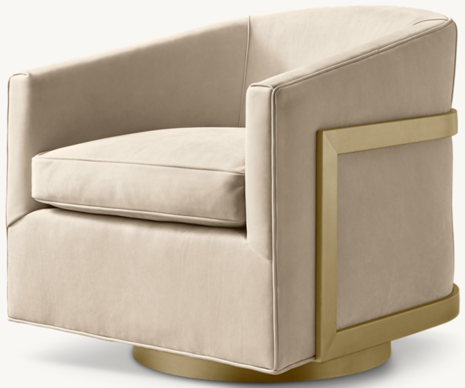Three Quarter view of Reginald Leather Swivel Chair - Metal Base 