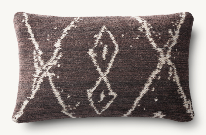 Overhead view of Savona Chenille Moroccan Elongated Diamond Pillow Cover - Lumbar