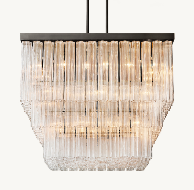 Front view of Cielo Square Chandelier 45" 