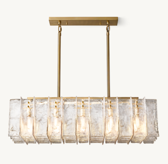Lattice Clear Glass Rectangular Chandelier 49\"