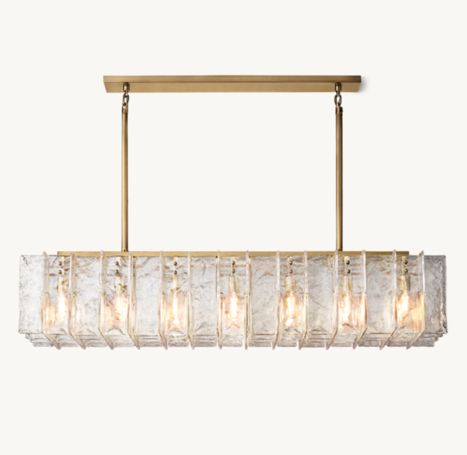 Lattice Clear Glass Rectangular Chandelier 67\"