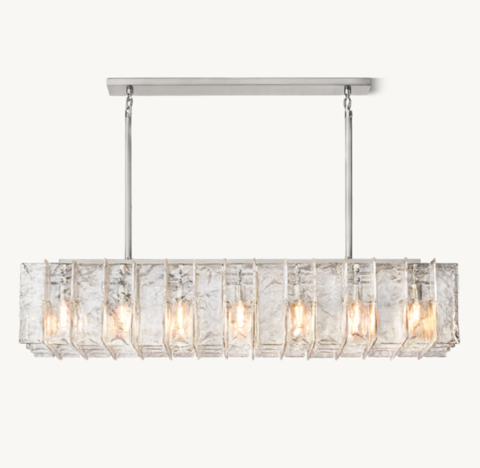 Lattice Clear Glass Rectangular Chandelier 67\"