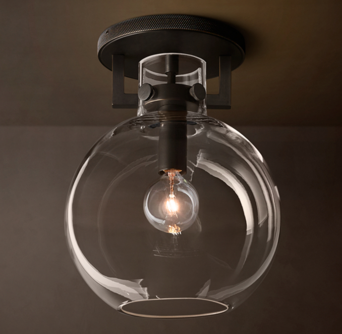 Machinist Glass Globe Flushmount