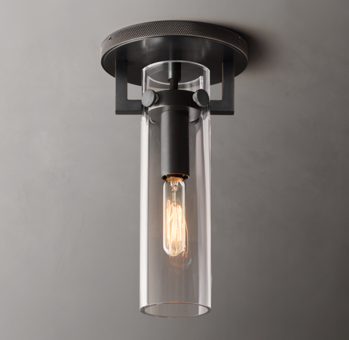 Machinist Glass Cylinder Flushmount