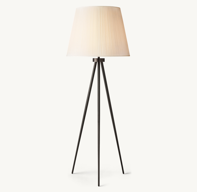 Reed White Pleated Silk Shade Floor Lamp