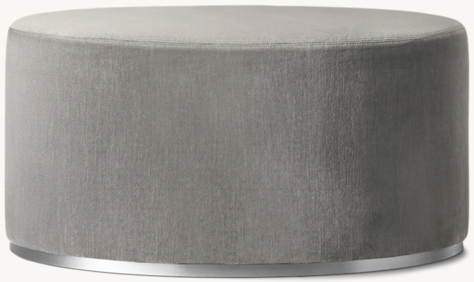 36&#34; ottoman shown in Graphite Performance Velvet with Polished Stainless Steel finish.