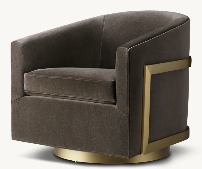 Three Quarter view of Reginald Swivel Chair - Metal Base 