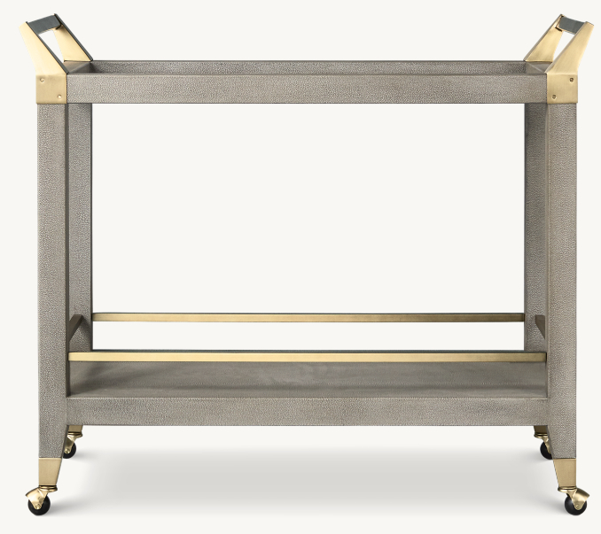 Front view of Graydon Shagreen Bar Cart 