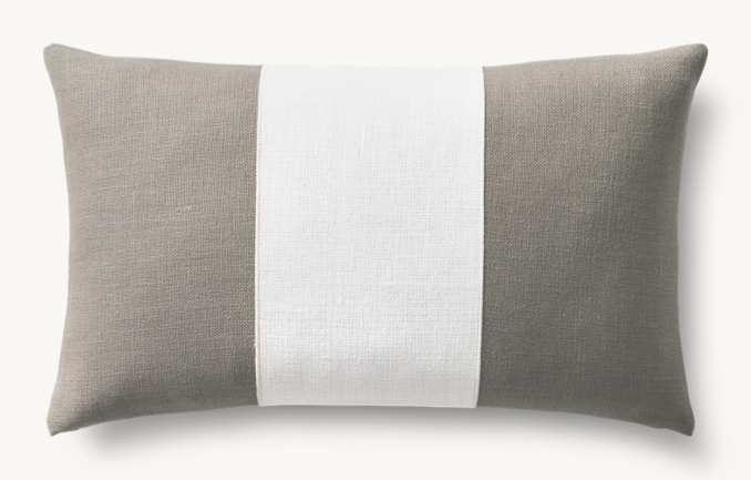 Overhead view of Linen Center Band Pillow Cover - Lumbar 