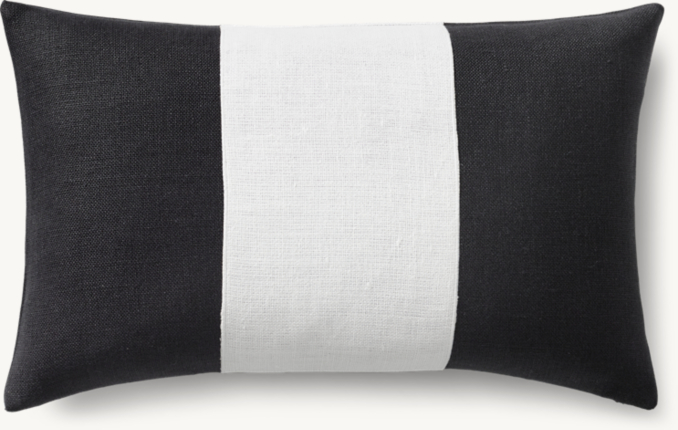 Overhead view of Linen Center Band Pillow Cover - Lumbar 