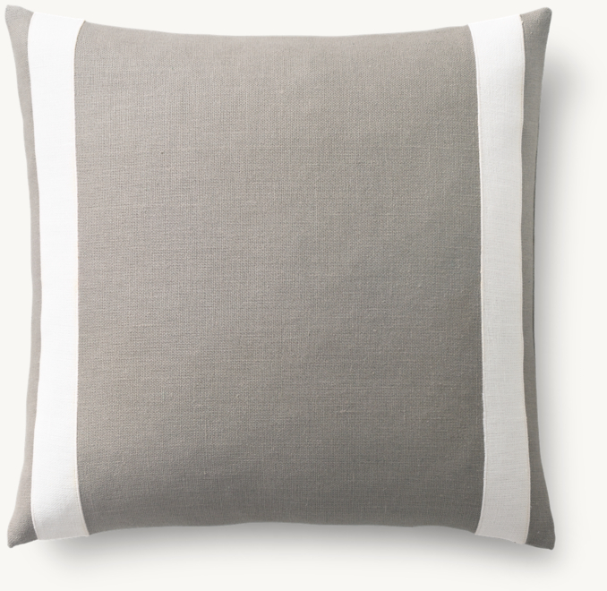 Overhead view of Linen Double Band Appliqué Pillow Cover - Square 