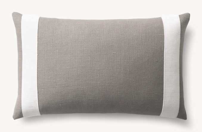 Overhead view of Linen Double Band Appliqué Pillow Cover - Lumbar 