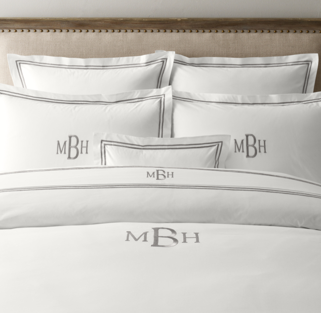 Italian Hotel Satin Stitch White Bedding Collection