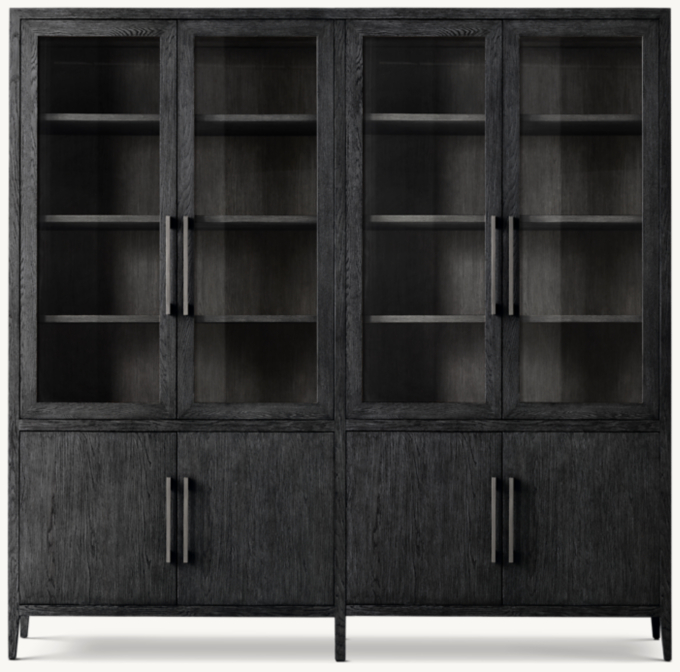 French Contemporary GLASS 4-DOOR SIDEBOARD & HUTCH